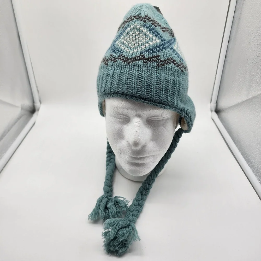 Carhartt Women's Picket Ear Flap Hat OS Blue Wool Blend Sherpa Lined NWT